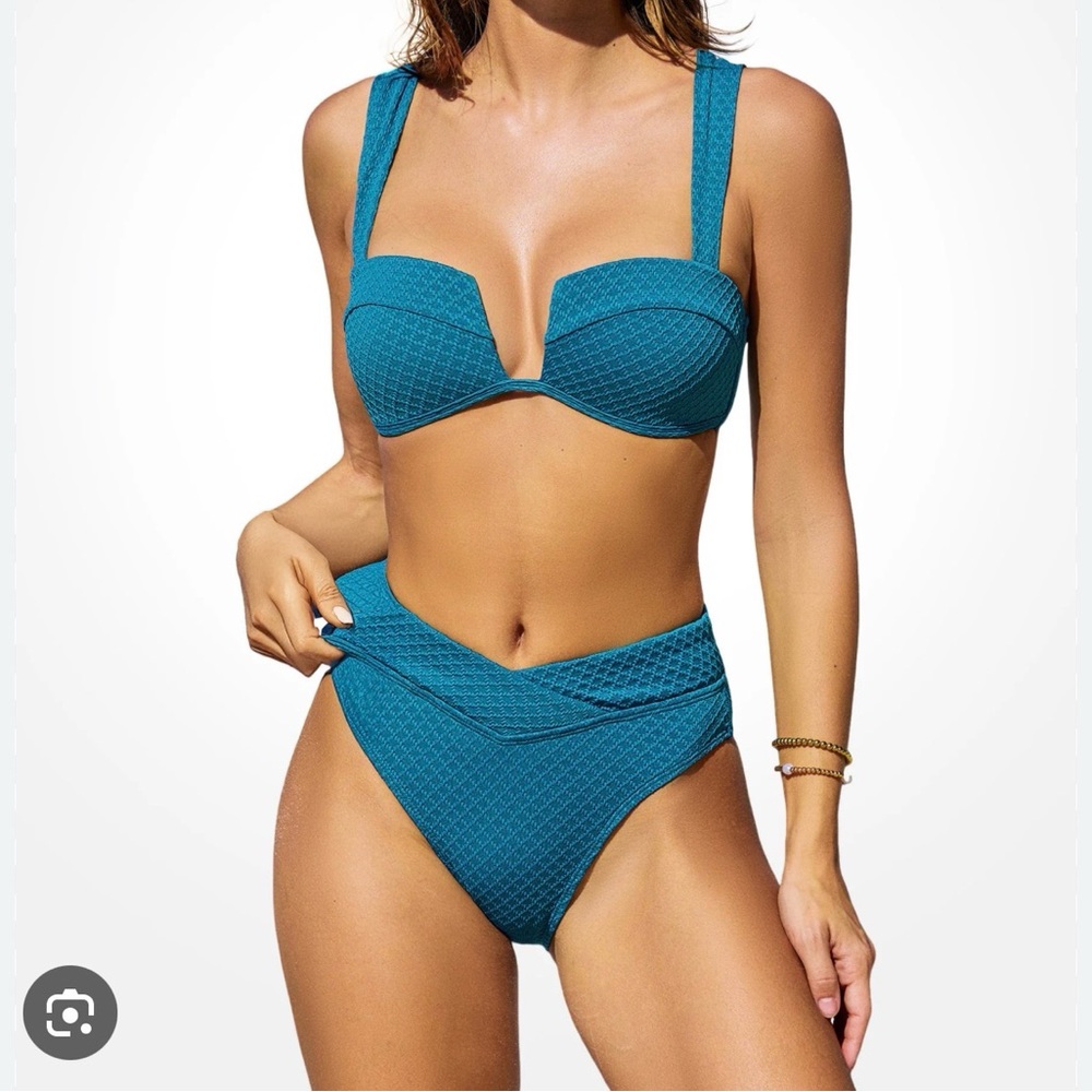 Cupshe Deep Teal Bikini Set